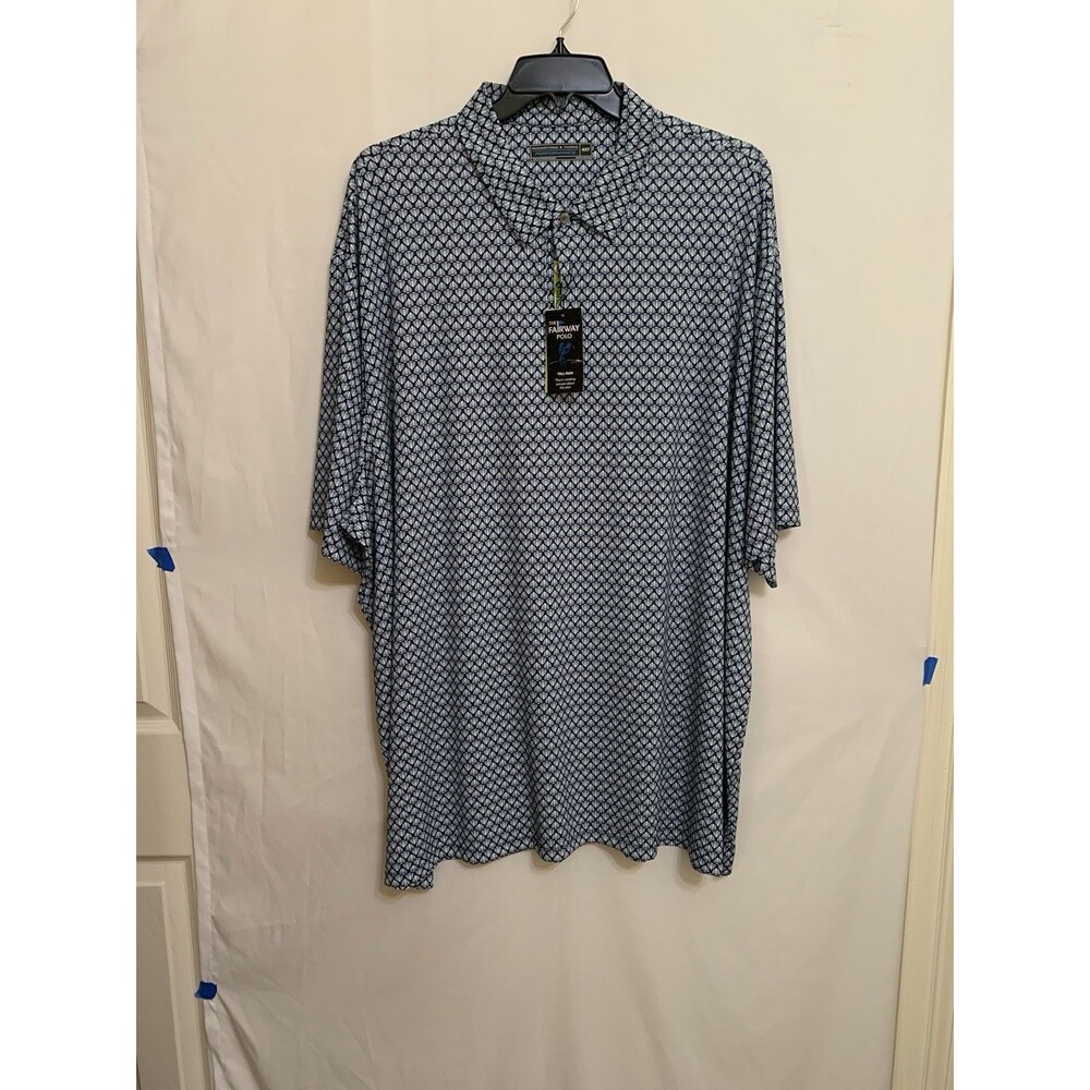Roundtree & Yorke Performance Fairway Polo Shirt 4XT Blue Seashell UPF 50+ NWT